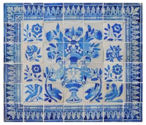 17th Century Portuguese Azulejos Panel with Vase Decor