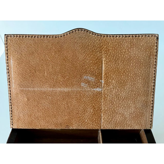 Vintage Italian Florentine Tooled Leather Valet Jewelry Box With Ornate Brass Feet For Sale - Image 14 of 18