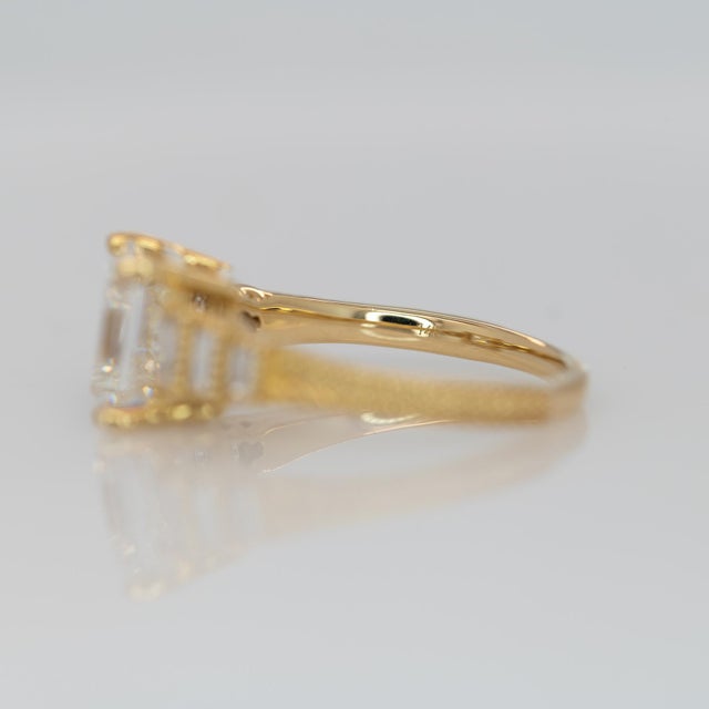Gold 3Ct Lab Diamond Ring With Lab Diamond Accents: Solid 14k Gold, Asscher Cut 8mm, Size 6.75 For Sale - Image 8 of 8
