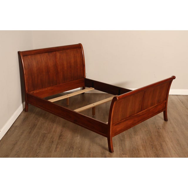 High Quality American Made Stickley Cherry Sleigh Queen Bed Featuring Solid Cherry Construction With Gently Curved...