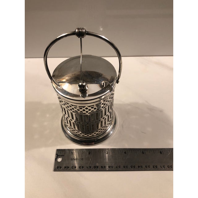 1920s Art Deco Silver Pierced Condiment Jar With Lid For Sale - Image 11 of 11
