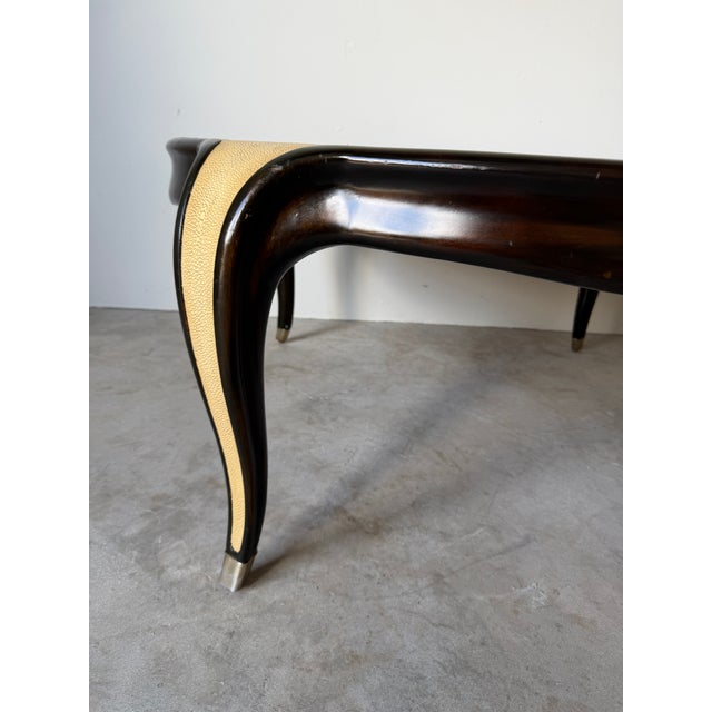 Vintage Art Deco Style Shagreen & Ebony Round Coffee Cocktail Table For Sale - Image 10 of 15