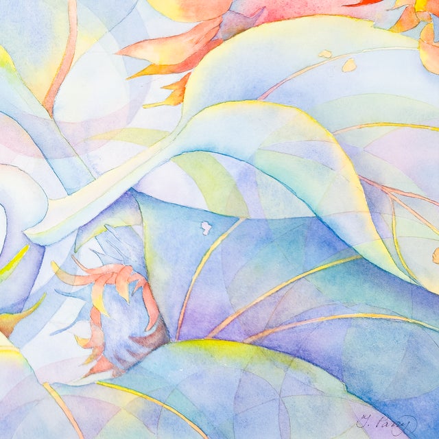 Danish Pastel Sunflowers - Tomoko Parry, C. 1990s For Sale In San Diego - Image 6 of 10