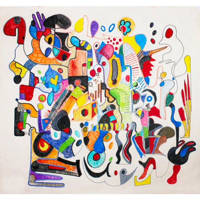 “Ali Baba’s Cavern – Abstract Surrealism” 37 X 41 In., Oil Markers on Canvas (2020) For Sale