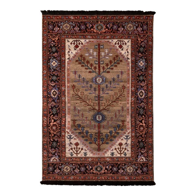 Rug & Kilim Persian Style Rug, Beige-Brown, Red Floral Pattern, 9x12 For Sale