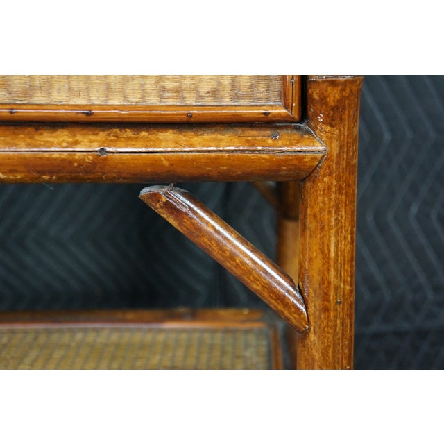 Antique English Victorian Bamboo & Rattan Mirrored Etagere Shelf Stand Boho Chic For Sale - Image 18 of 18