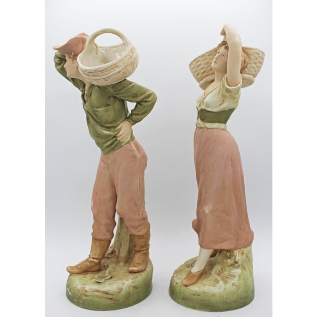 1912-1918 Pair of Royal Dux Bohemia Porcelain Figures For Sale - Image 4 of 12