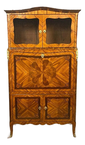 Louis XV Guillotine Secretaire Desk in Butterfly Wing Marquetry, 1750