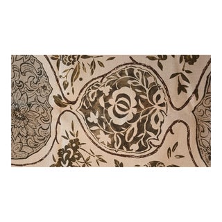 Vintage Schumacher Lee Behren Katsugi Pattern Fabric Remnant in Link and Sepia- 3.3 Yards For Sale