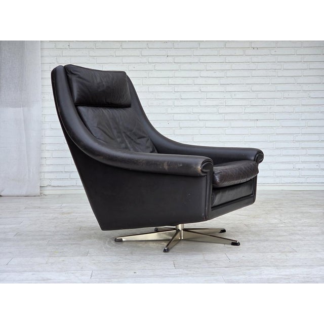 1960s Danish Highback Swivel Armchair from Aage Christensen, 1960s For Sale - Image 5 of 18