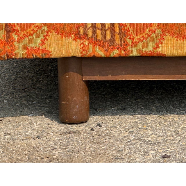 Signed Selig of Monroe Mid-Century Modern Geometric Pattern Pit Loveseat For Sale - Image 10 of 12