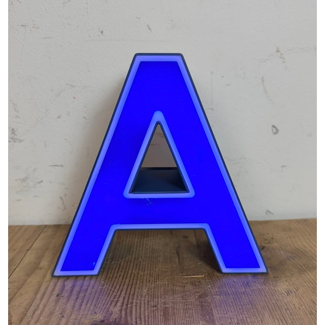 Vintage Blue Plastic Illuminated Letter A, 1970s For Sale - Image 11 of 15