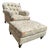 Custom Tufted Scalamandre Light Blue Floral Lounge Chair and Ottoman For Sale
