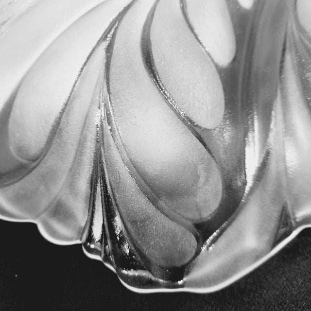 Transparent Bohemian Glass Platter Walther-Glas Germany 1970s Acanthus Leaf MCM Collectible 16" X 12" For Sale - Image 8 of 9