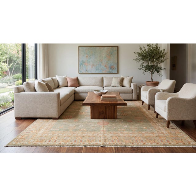 This stunning Modern Khotan Style Handmade Wool Rug bridges the gap between ancient Eastern aesthetics and contemporary...
