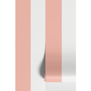 Clubhouse Stripe Grasscloth Wallpaper by House Party | Sunrise Peach & White | 8 Yards For Sale