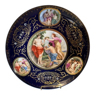 Antique Royal Vienna Figural Hand Painted & Gilt Porcelain Charger, Circa 1890 For Sale