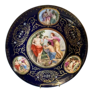 Antique Royal Vienna Figural Hand Painted & Gilt Porcelain Charger, Circa 1890