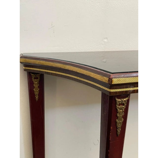 Metal Vintage Gold Lacquered Console Table with Brass Details, 1950s For Sale - Image 7 of 9