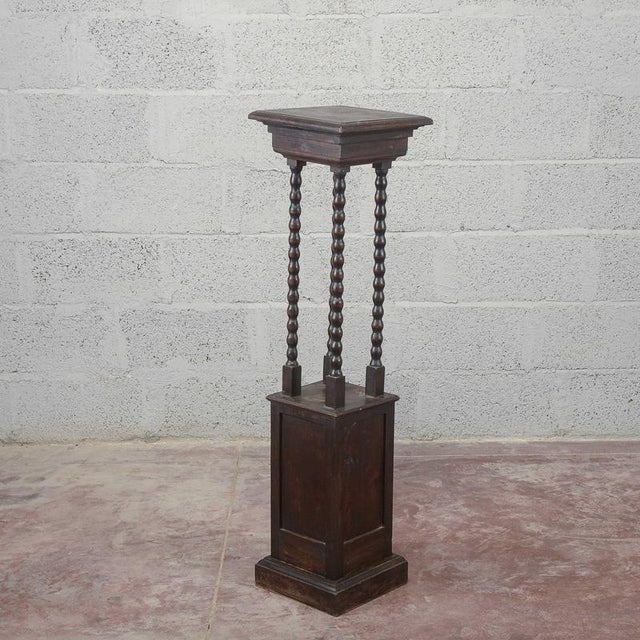 Dark Wood Turned Entrance Plant Stand For Sale - Image 6 of 16