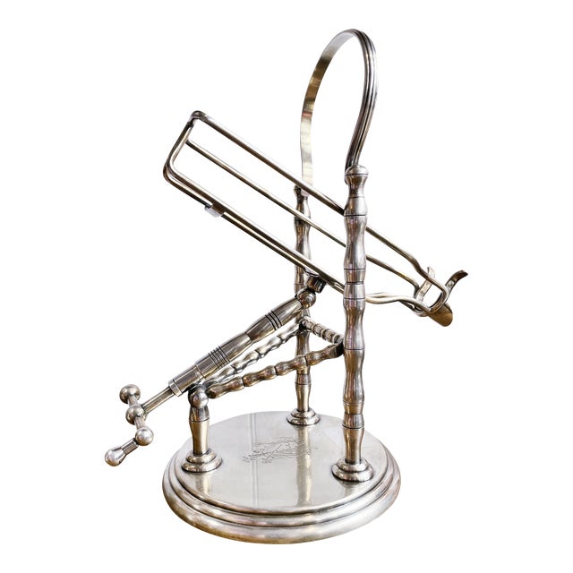 Early 1900s Antique Silver Plated Maxim's De Paris Mechanical Wine Decanter For Sale