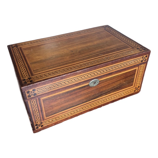 Antique Wood Writing Box With Turnbridge Ware Inlay For Sale