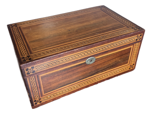 Antique Wood Writing Box With Turnbridge Ware Inlay