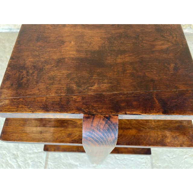 1930s Art Deco Walnut Three-Tiered Side Table, 1938 For Sale - Image 5 of 18