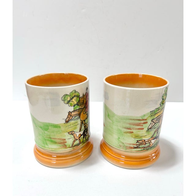 1960s Vintage Hunting Scene Mugs English Fox Hunt Tankards, Equestrian Horse Decor - Arthur Wood England - Set of 2 For Sale - Image 5 of 10