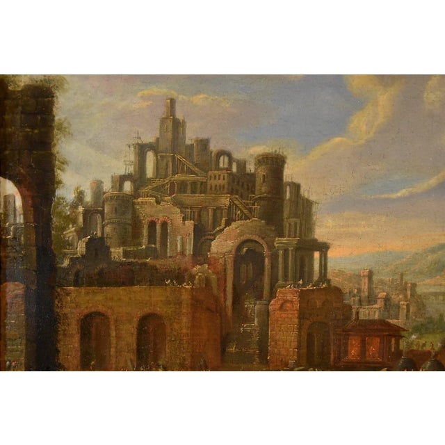 Flemish Artist, Landscape with Tower of Babel, 17th-18th Century, Oil on Canvas, Framed For Sale - Image 12 of 17