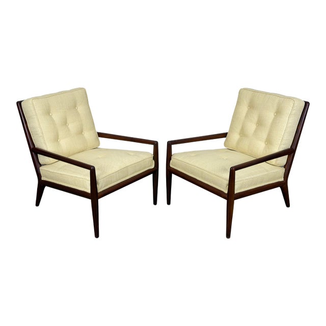 1950s Pair WWZ Chairs by t.h. Robsjohn-Gibbings for Widdicomb - Mid-Century Walnut Lounge Chairs For Sale