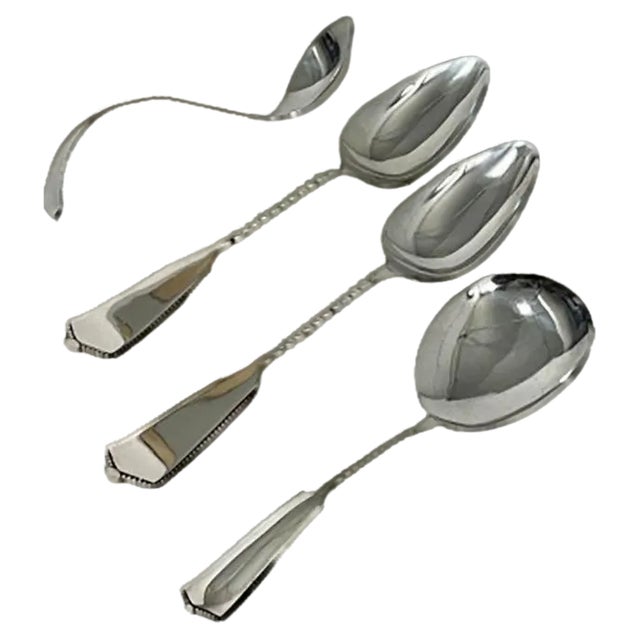 Dutch Spoons in Silver Serving from Van Kempen & ZN, 1887, Set of 4 For Sale