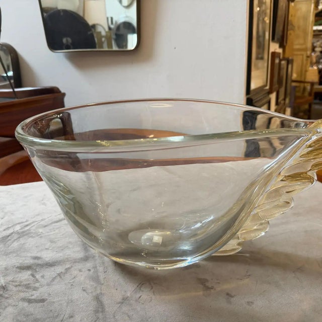 1990s Modern Christian Dior Clear and Gold Murano Glass Big Wing Centerpiece For Sale - Image 12 of 17