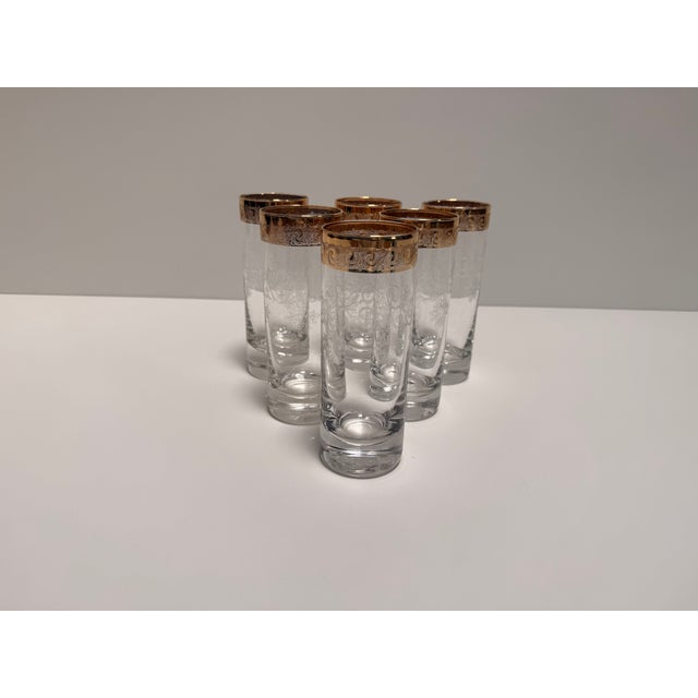 Murano Glass Medici Gold Rim Long Drink Glass Set, 1970s, Set of 6 For Sale - Image 10 of 11