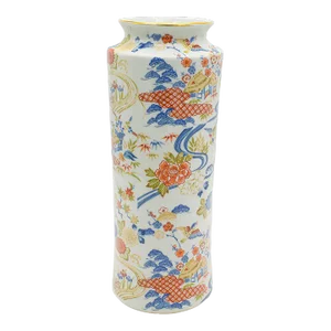 1980s Art Deco Revival Vintage Decorative Flower Vase, Chinese, Ceramic, Stem Sleeve
