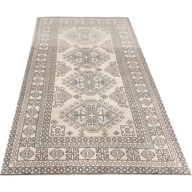 Textile Vintage Turkish Oushak Area Rug 5ft X 6ft 8in For Sale - Image 7 of 7