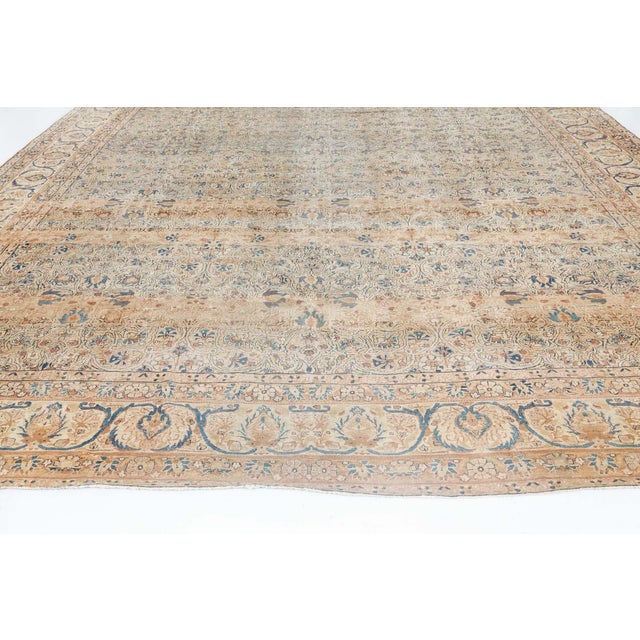 Authentic 19th Century Persian Kirman Handmade Wool Rug For Sale - Image 11 of 12