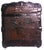 Wood Antique Alligator Skin Design Metal, & Oak Slats Camelback Domed, Wheeled Steamer Trunk For Sale - Image 7 of 11