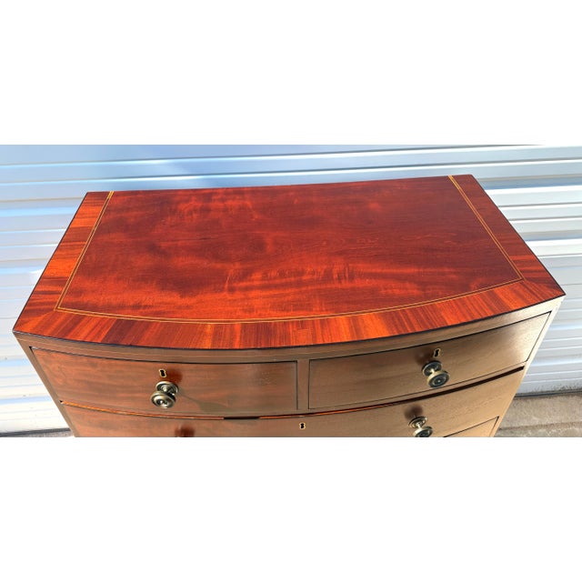 Mid 19th Century Antique Handcrafted English Mahogany Bowfront Chest of Drawers For Sale - Image 5 of 12