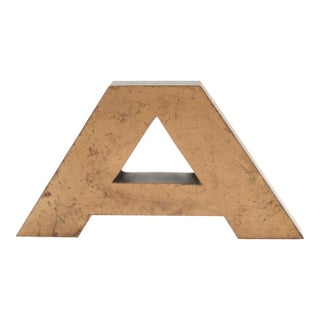 Vintage 5.125 In. Cast Brass Sign Letter A For Sale