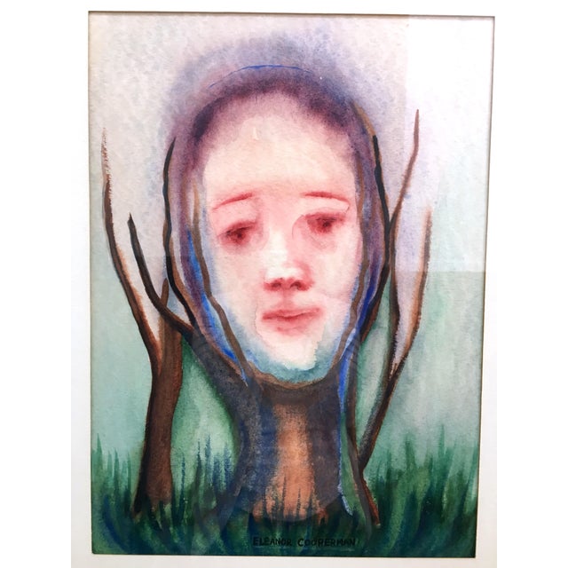 This is a unique multi colored abstract portrait painting signed by the artist. Moody and quirky, a conversation piece for...