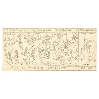 After Richard Doyle, Punch Illustration: Frenche Landynge, 1848, Ink Drawing For Sale