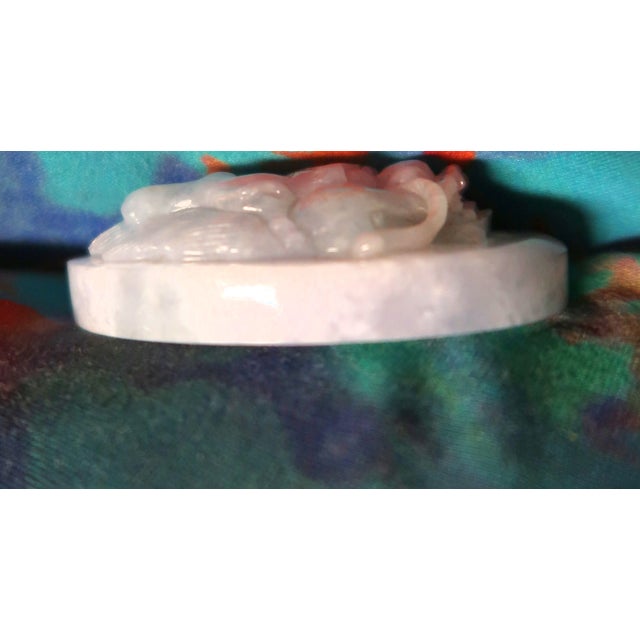 Jade Dragon Paperweight in High Relief, Natural Green/Lavender Jade For Sale - Image 4 of 7