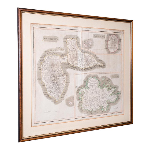 Large Antique Caribbean Map, Guadeloupe, Antigua, Scottish, Framed, Georgian For Sale