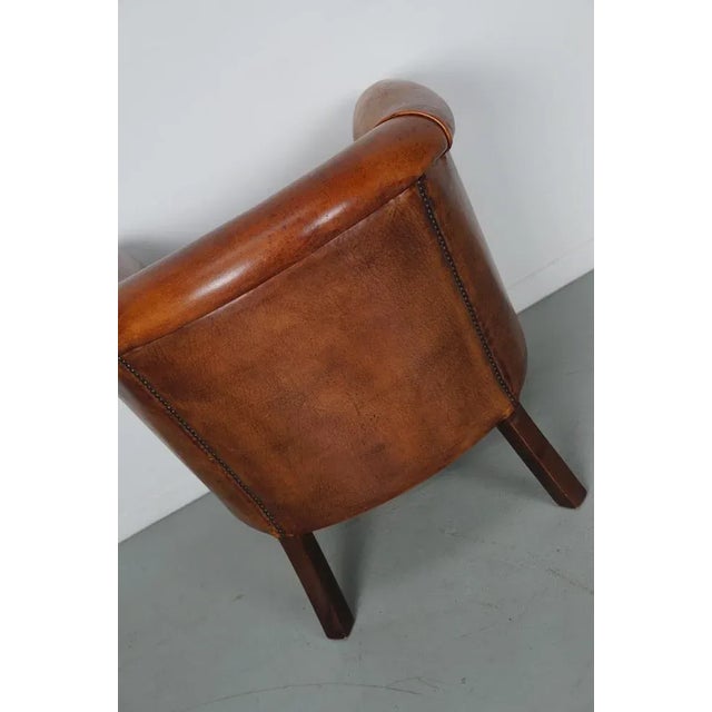 Vintage Dutch Cognac Colored Leather Club Chair For Sale - Image 15 of 18