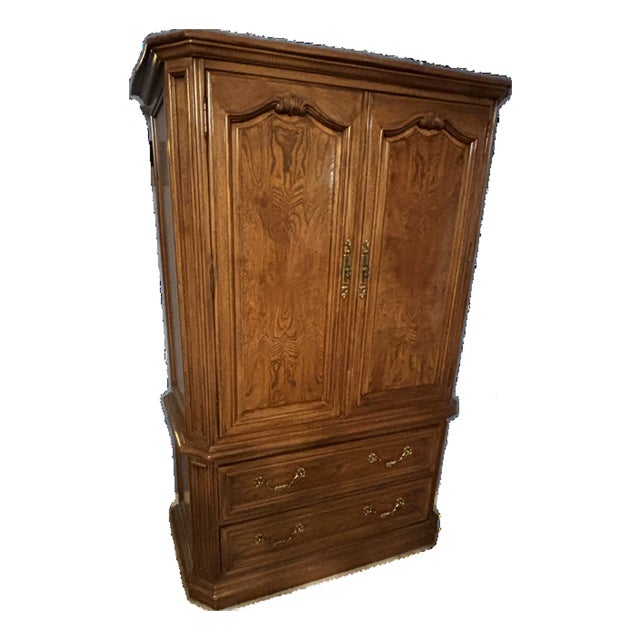 Thomasville 20th Century Small Burl Armoire Chest For Sale