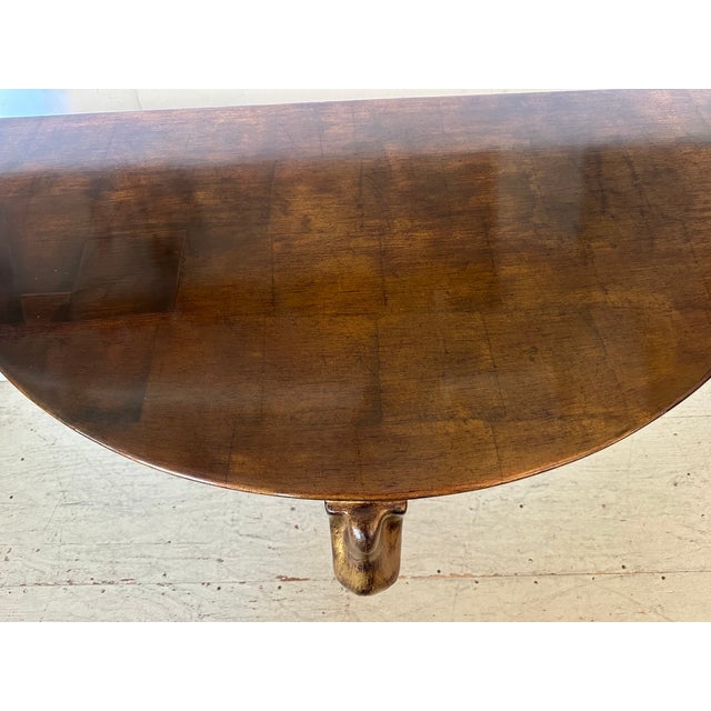 Faux Gold Leaf & French Polished Demilune Console For Sale - Image 10 of 11