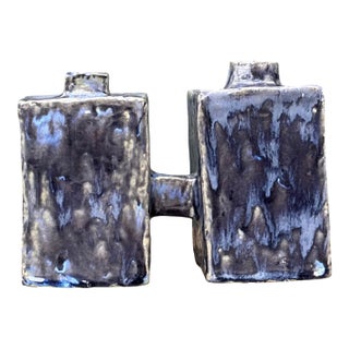 Vintage Dual Cubic Ceramic Vase For Sale