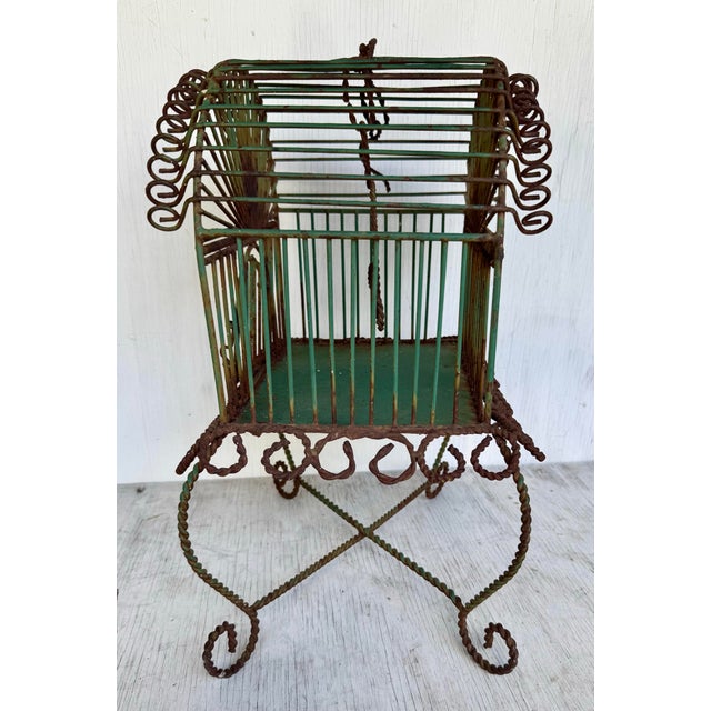Vintage Hanging Iron Super Cute Bird Cage Boho Chic For Sale In West Palm - Image 6 of 10