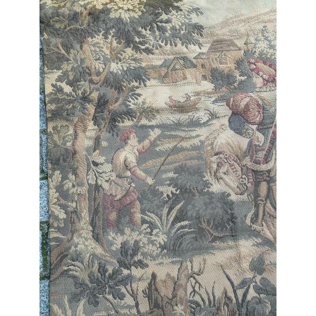 Textile Mid-Century French Jacquard Tapestry with Noble or Princely Hunt Scene, 1950s For Sale - Image 7 of 18
